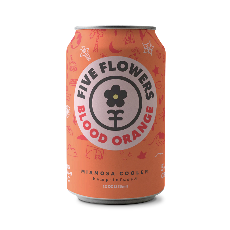 Five Flowers Sparkling Beverages 5mg CBD 5mg THC / Blood Orange